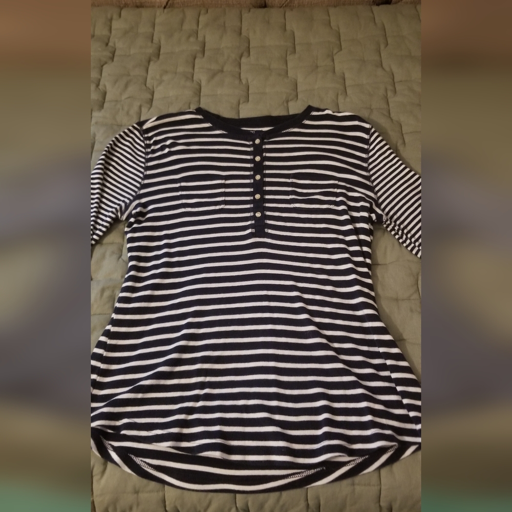 Long sleeve Chaps blue striped medium